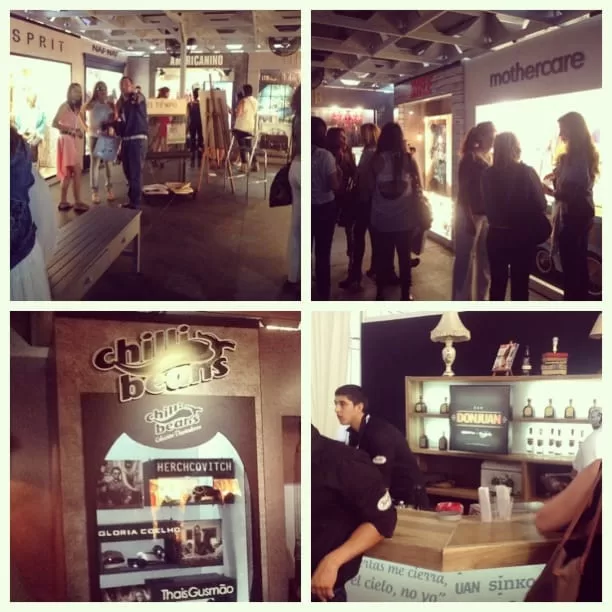 Collage de stands de Esprit, Americanino, Mothercare y Chilli Beans en Fashion Avenue, Colombiamoda 2013