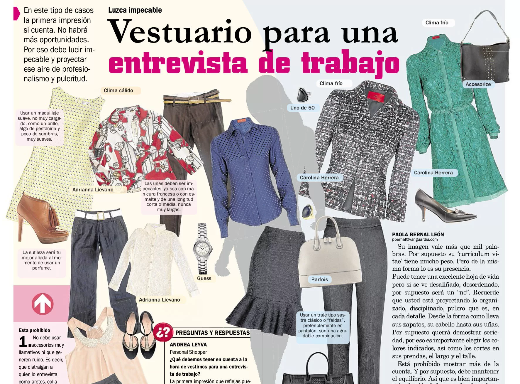 Nota para VANGUARDIA LIBERAL Vestuario para una entrevista de trabajo