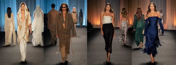 Diseño de Mónica y Juliana, madre e hija, con flecos y detalles trenzados en forma de rombo