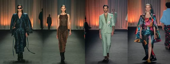 Traje de Alado en tonos pastel con patrones pintados a mano, una oda a la región Caribe