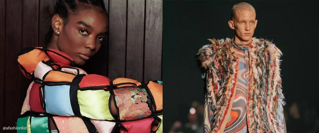 Salida de Kalil en el SFW 25 con sobrepuestos acolchados, accesorios pintorescos y prendas tejidas